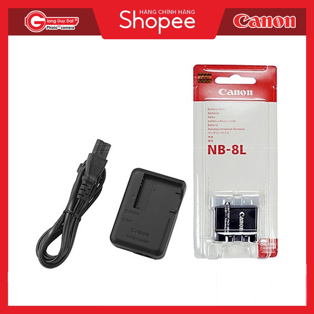 Bộ Pin NB-8L Kèm Sạc Canon CB-2LAE Cho Máy Ảnh CANON A3000 IS, CANON A3100 IS - Chính Hãng