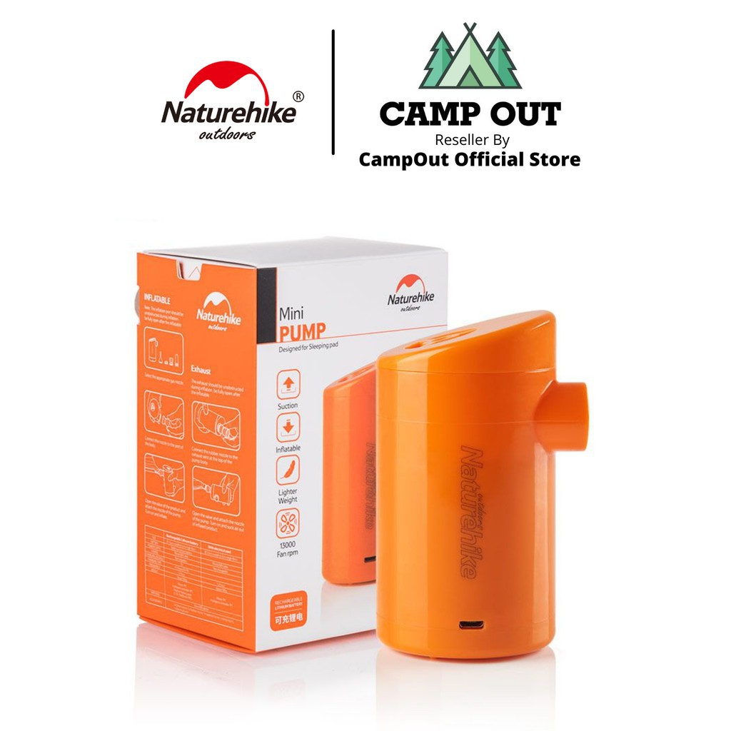 Naturehike đồ cắm trại campoutvn máy bơm hơi nệm gối dã ngoại du lịch sạc USB A123