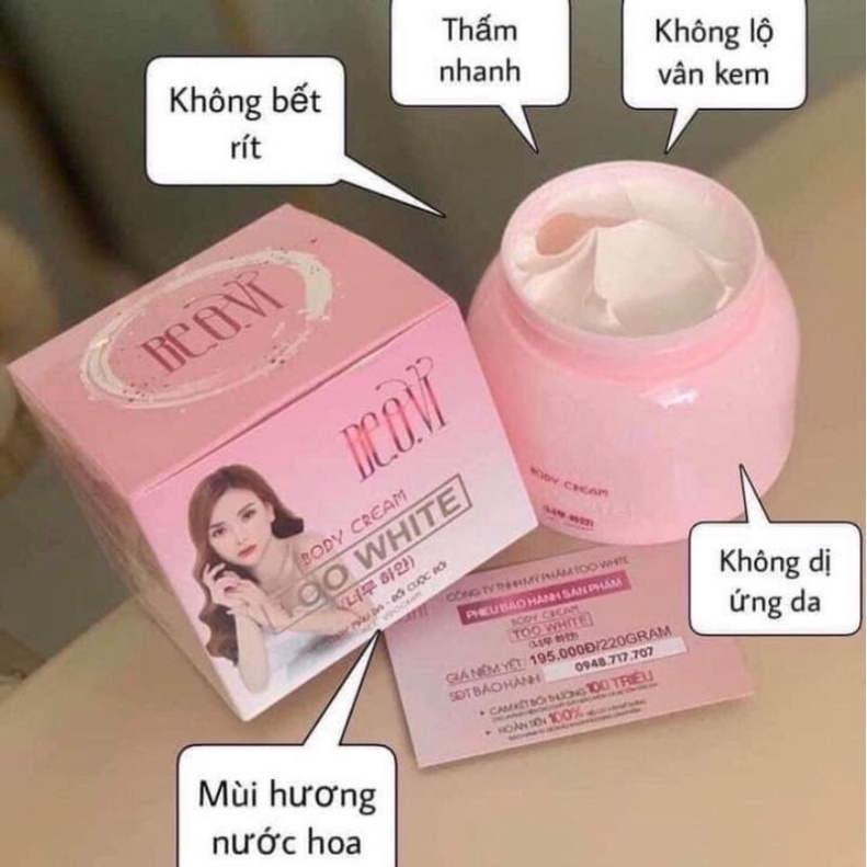 Kem Body TOO WHITE - BE.O.VI của ca sỉ Thu Thuỷ