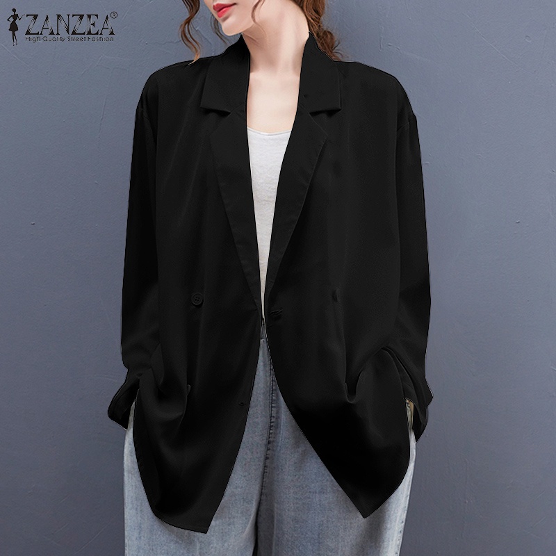 Áo Khoác Suit ZANZEA Tay Dài Có Cổ Màu Trơn Phối Hàng Nút Thời Trang Đường Phố Retro Cho Nữ | WebRaoVat - webraovat.net.vn