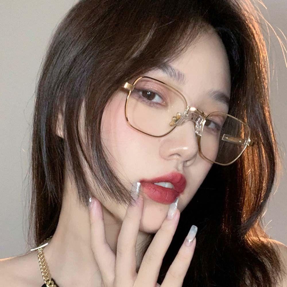 Mắt Kính Chống Bức Xạ Gọng Kim Loại Tròng Vuông Màu Đen Dành Cho Nữ MXMUSTY