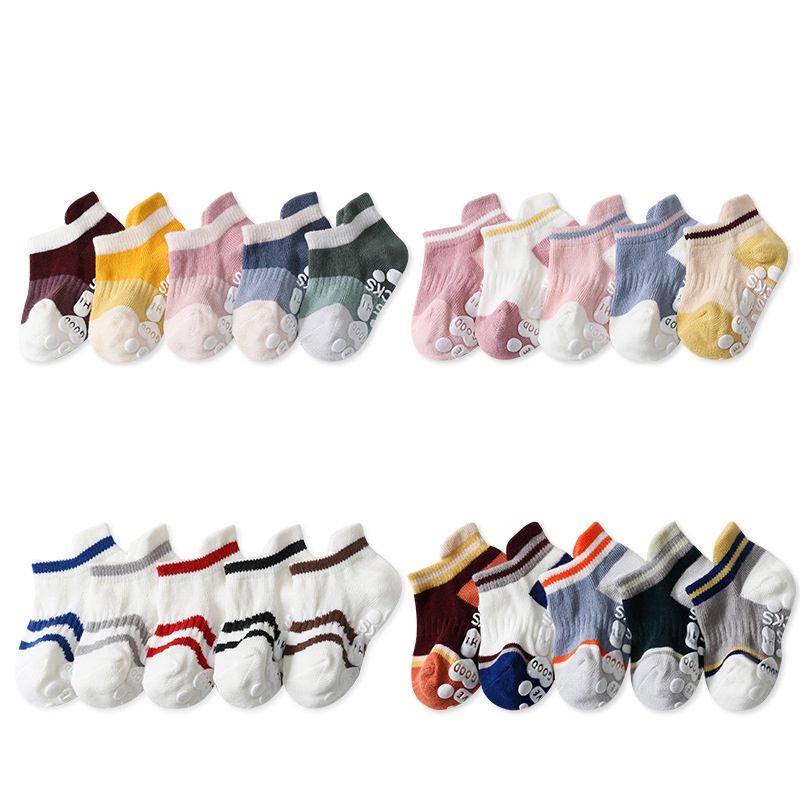 5 Đôi Vớ Cotton Chống Trượt Cho Bé Từ 0-12 Tuổi