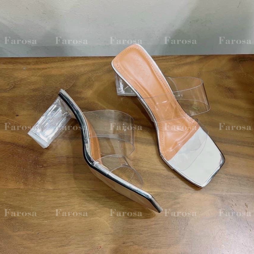 Dép quai ngang nữ gót phal lê tam giác 5cm cực sang chảnh