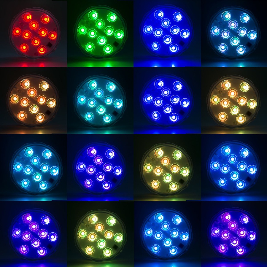 Đèn Led 10 Bóng RGB Chống Thấm Nước Sử Dụng Pin Cho Bể bơi / Đế Bình Hoa