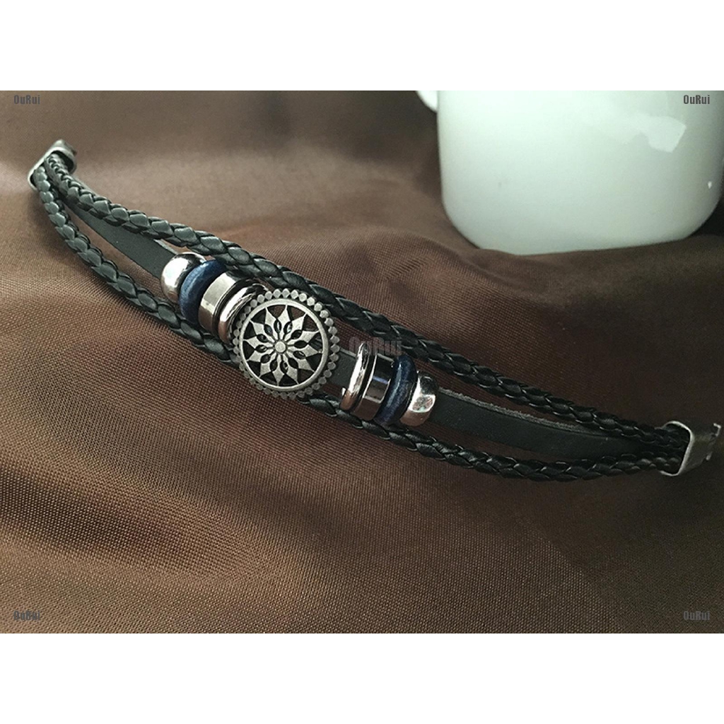 Vòng Tay Da Pu Phối Biểu Tượng Cực Kỳ Thời Trang Cho Nam Và Nữ