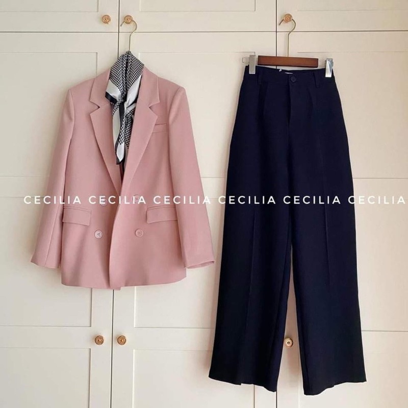 Áo blazer nữ dài tay 2 lớp CECILIA Design thiết kế AZURA (ảnh thật), khoác vest form suông có lót, đệm vai, dài qua mông | BigBuy360 - bigbuy360.vn