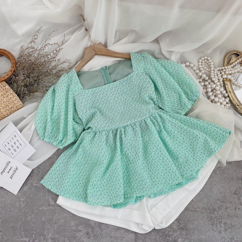 SET PEPLUM BI SHORT TRẮNG 3 MÀU