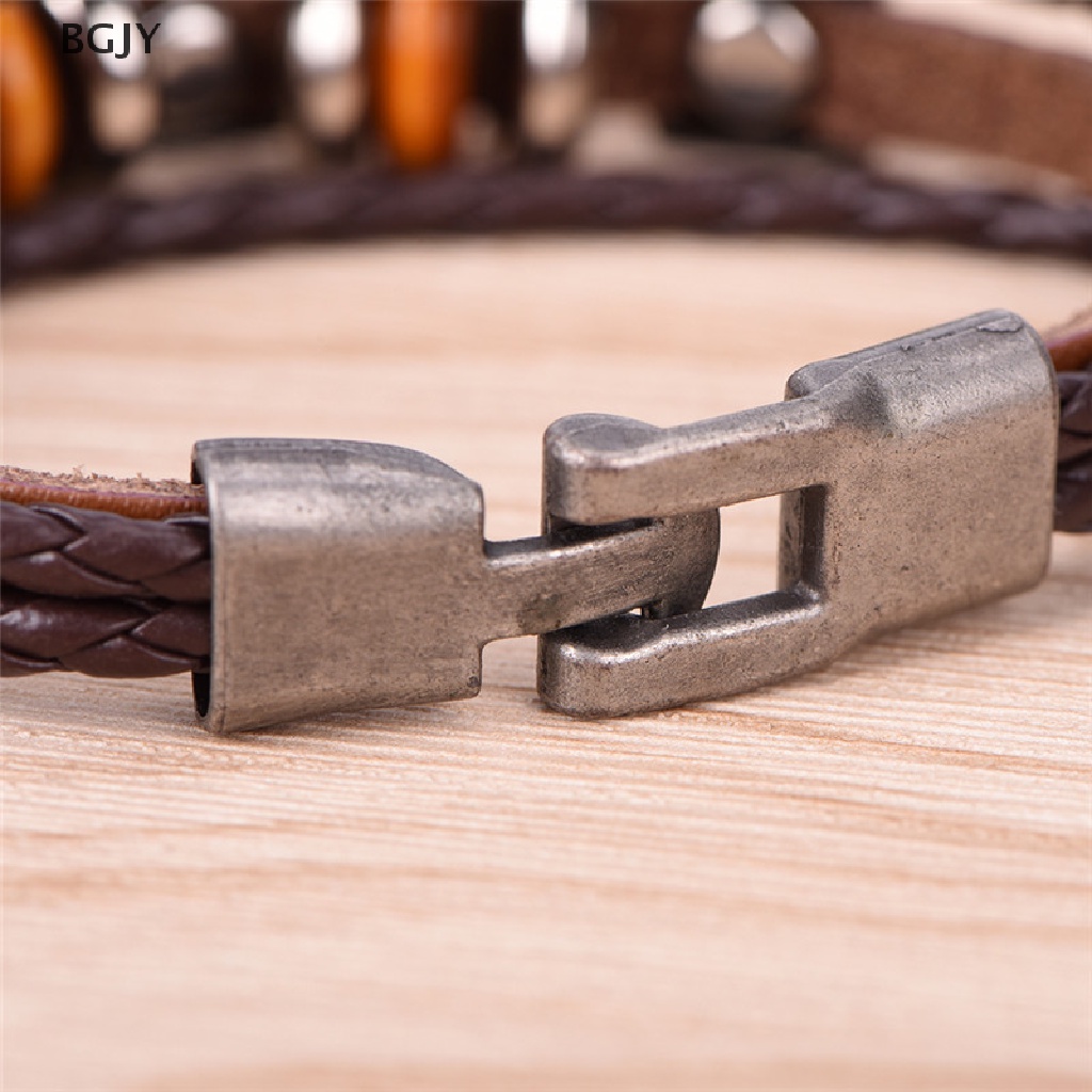 BGJY Retro Leather Bracelet Fashion Men Punk Bracelet Handmade Brown Leather Bracelet NEW