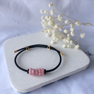Vòng tay đồng điếu đá đào hoa