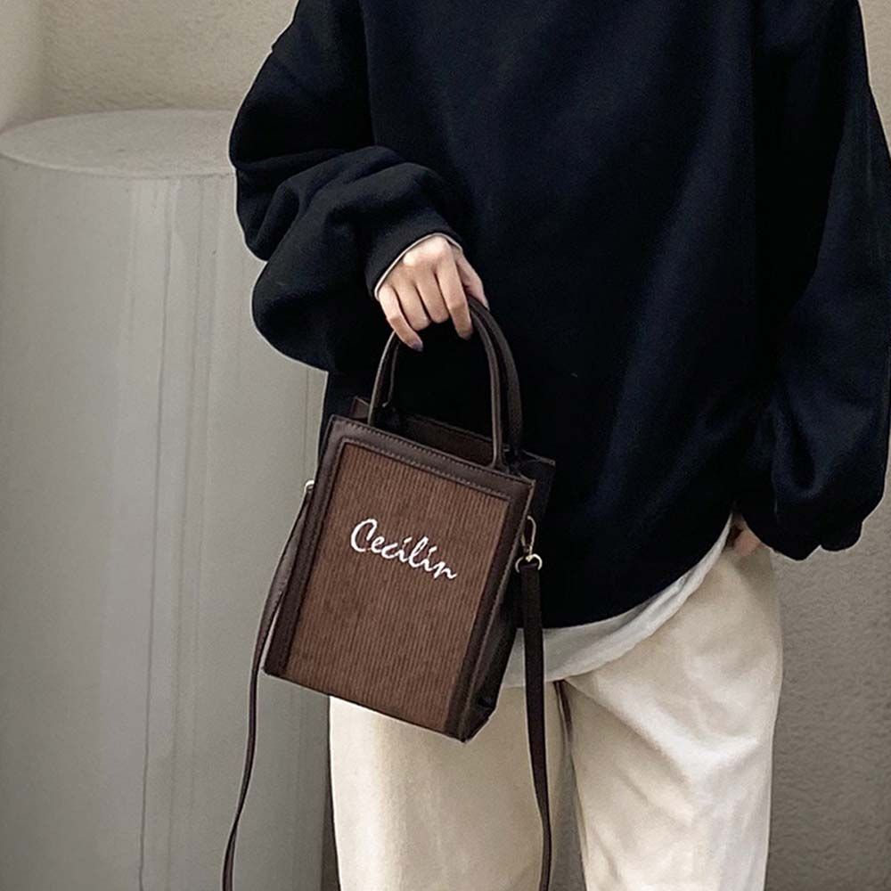 Túi đeo vai bằng vải nhung thêu chữ thời trang sang trọng cho nữ