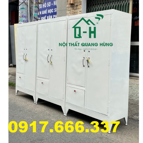 TỦ SẮT ĐỰNG QUÂN ÁO 2 CÁNH 1M6X90X45CM KHÔNG KÍNH MÀU TRẮNG