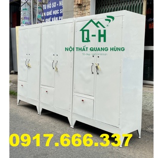 Tủ sắt đựng quân áo 2 cánh 1m6x90x45cm không kính màu trắng