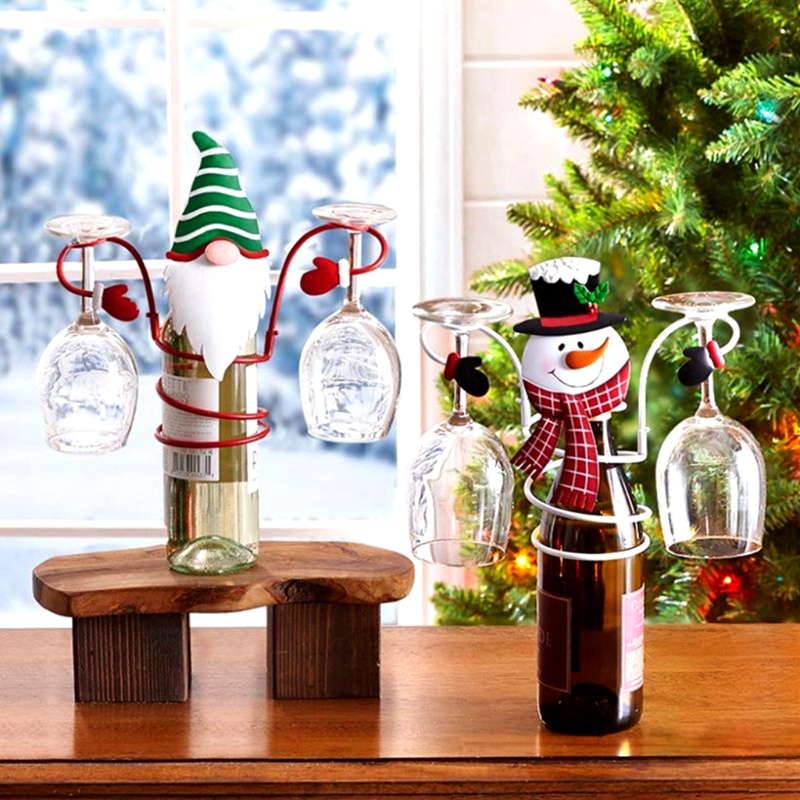 Giá đỡ chai rượu vang hình ông già Noel/người tuyết dễ thương