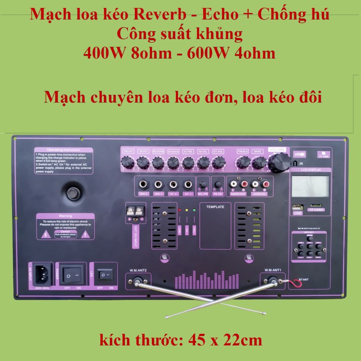 Mạch loa kéo Reverb - Echo + Chống hú công suất lớn 5 tấc đôi công suất 400W - 600W loa kéo 5 tấc đôi Bluetooth Karaoke
