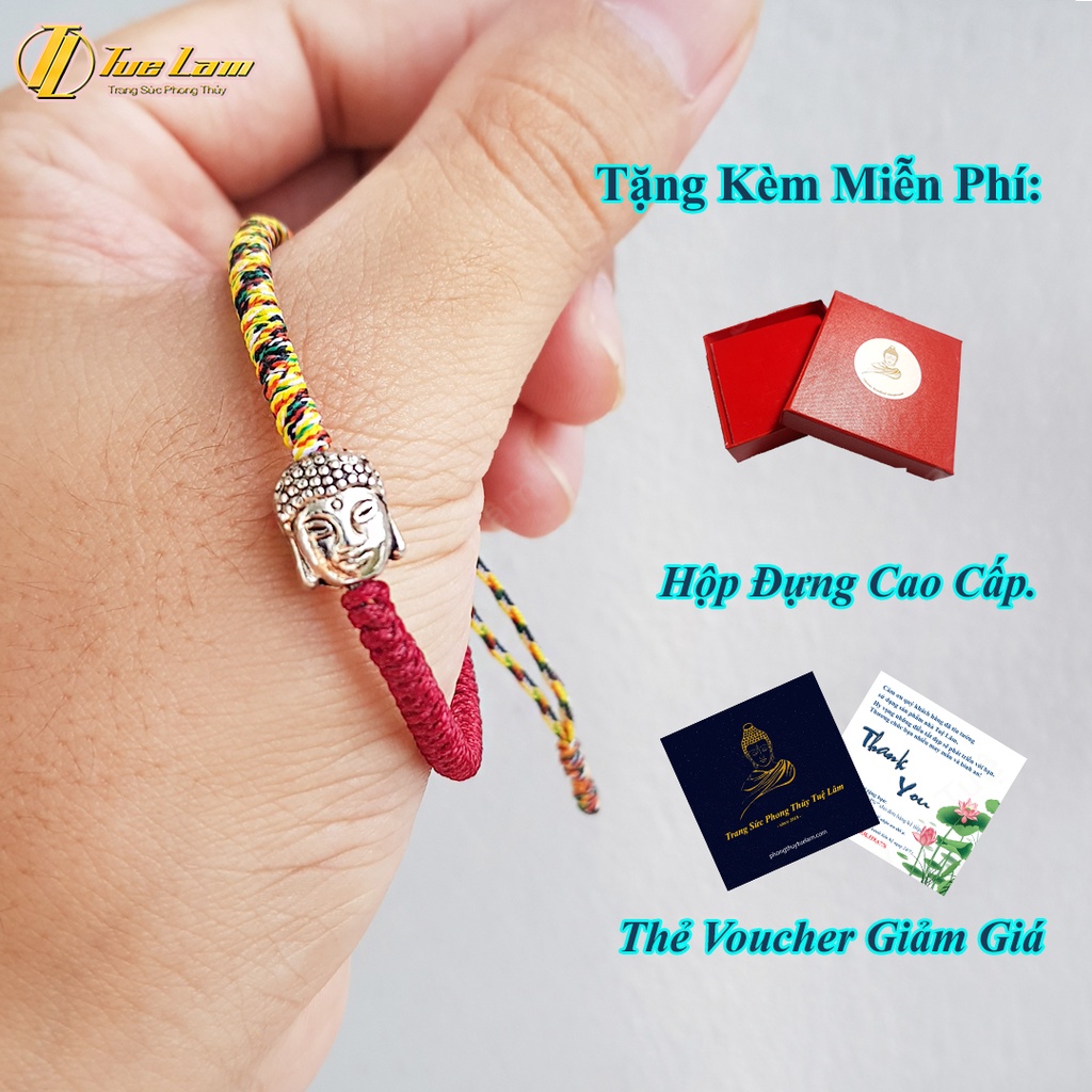 Vòng tay chỉ đỏ may mắn bện sole charm mặt phật nhỏ bình an - Tuệ Lâm