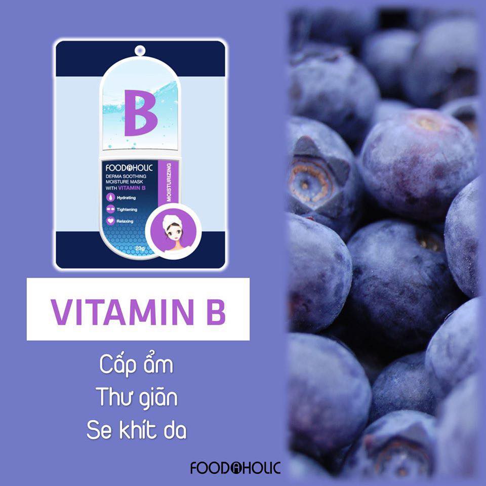 Mặt Nạ Dưỡng Ẩm, Hỗ Trợ Thu Nhỏ Lỗ Chân Lông Chiết Xuất Vitamin B Foodaholic Derma Soothing Moisture Mask 23g