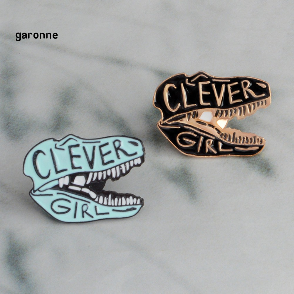GA_Dinosaur Head Letters Print Enamel Unisex Brooch Pin Coat Sweater Shirt Ornament