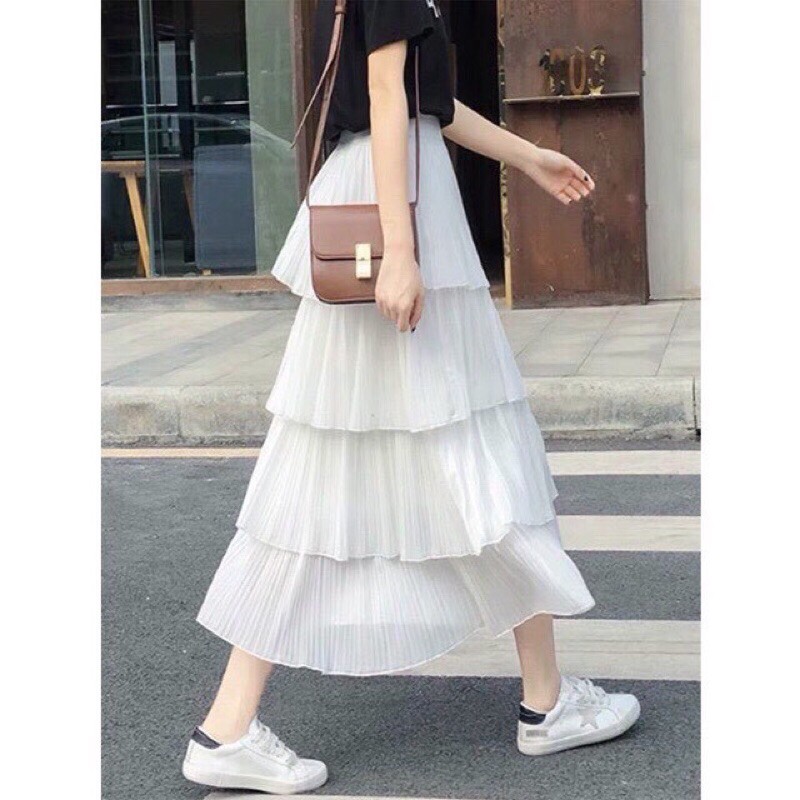 Chân váy Baby chuẩn style Hàn Quốc nhiều tầng, chất liệu voan đũi xoắn nhẹ chuẩn xinh Cadie Bigsize