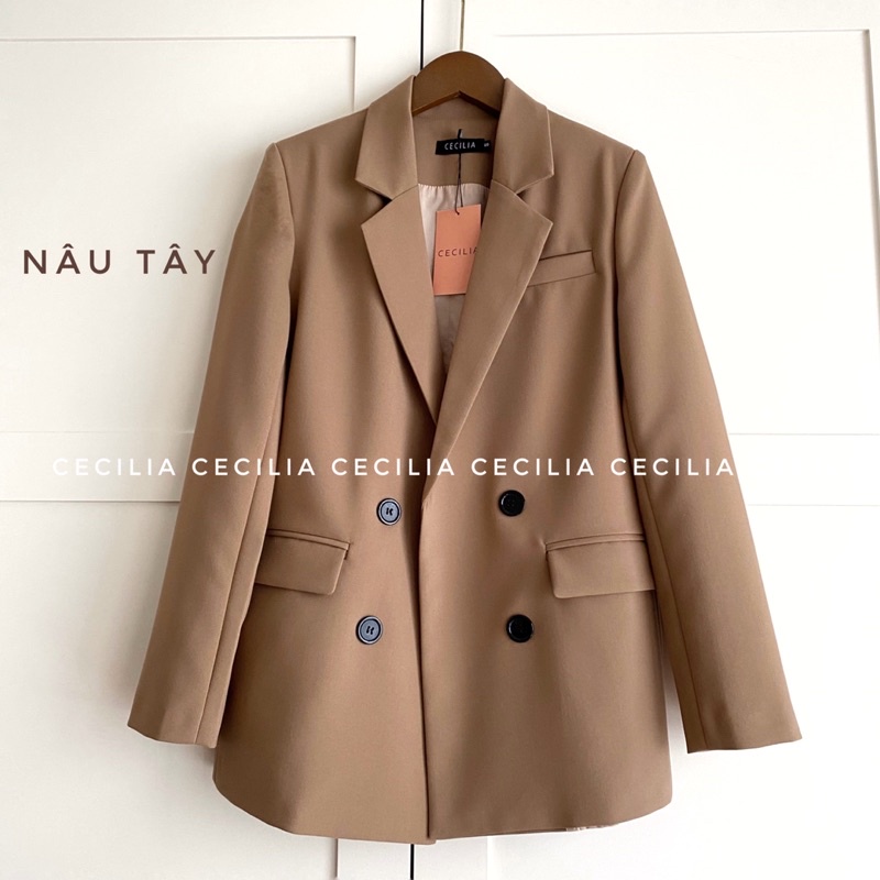 Áo blazer nữ dài tay 2 lớp CECILIA Design thiết kế AZURA (ảnh thật), khoác vest form suông có lót, đệm vai, dài qua mông | BigBuy360 - bigbuy360.vn