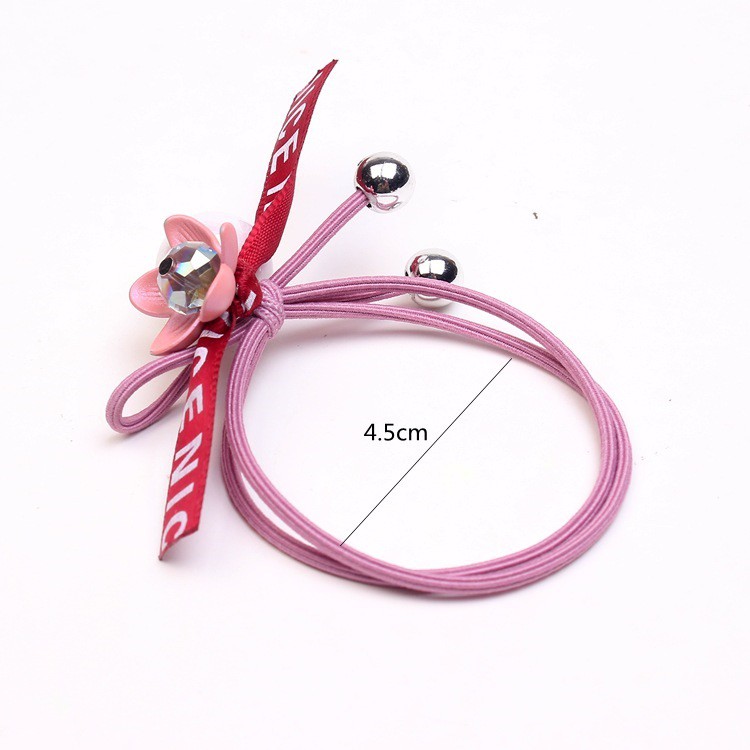 [XẢ LỖ MÙA DỊCH] Buộc tóc ruy băng chữ phối hạt giả ngọc trai và hoa pha đính hạt pha lê Hàn Quốc xinh xắn