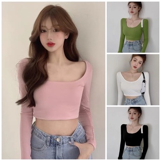 Áo cổ u tay dài xinh tôn dáng