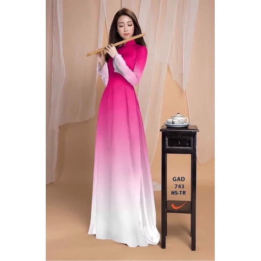ÁO DÀI TRUYỀN THỐNG ĐẸP LOANG MÀU MÁT CO GIẢN