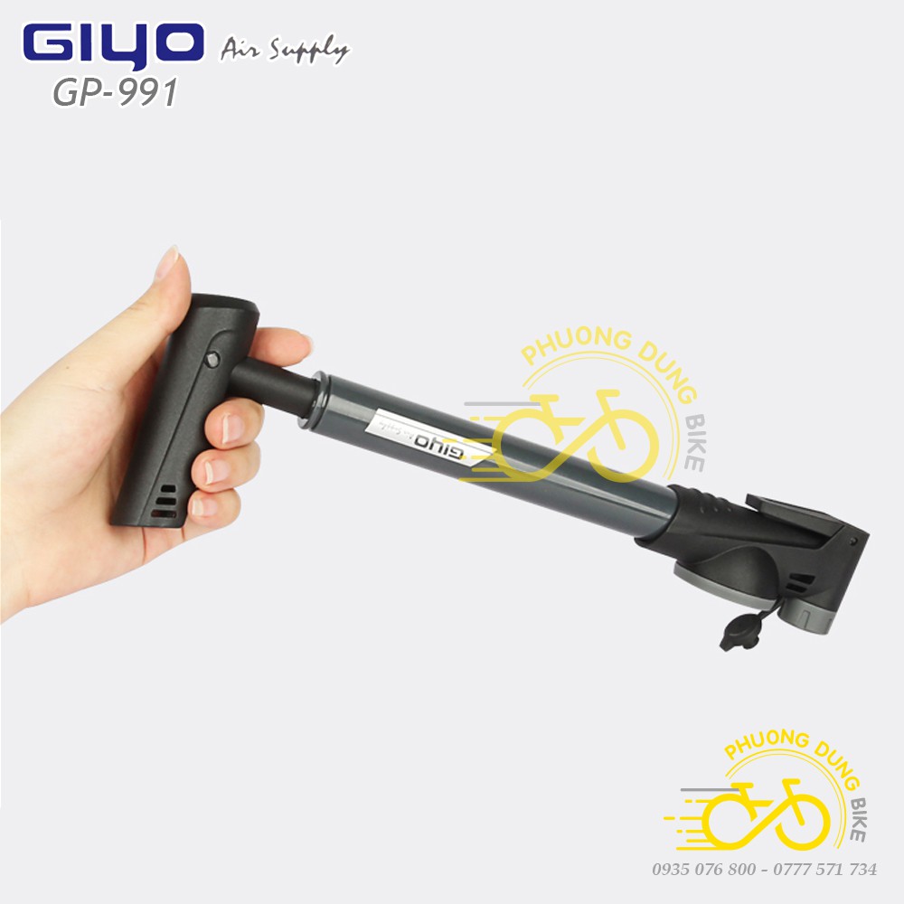 Bơm mini xe đạp Giyo GP-991 có đồng hồ đo áp suất - Van Thông Minh