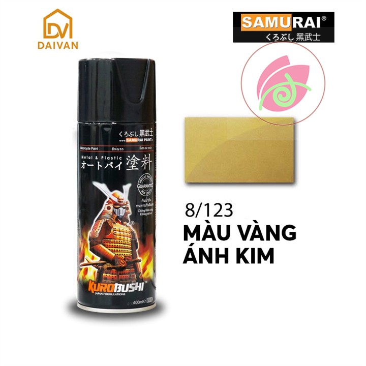 123 _ Sơn xịt sơn xe máy Samurai 123 màu vàng đồng ánh kim _400ML