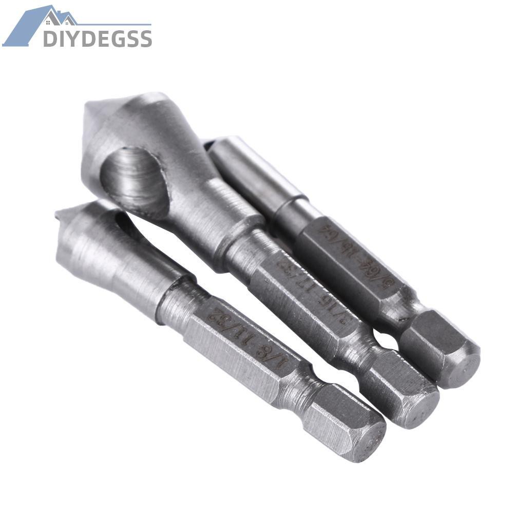 Diydegss2 3PCS HSS Titanium Coated Countersink & Deburring Drill Bit