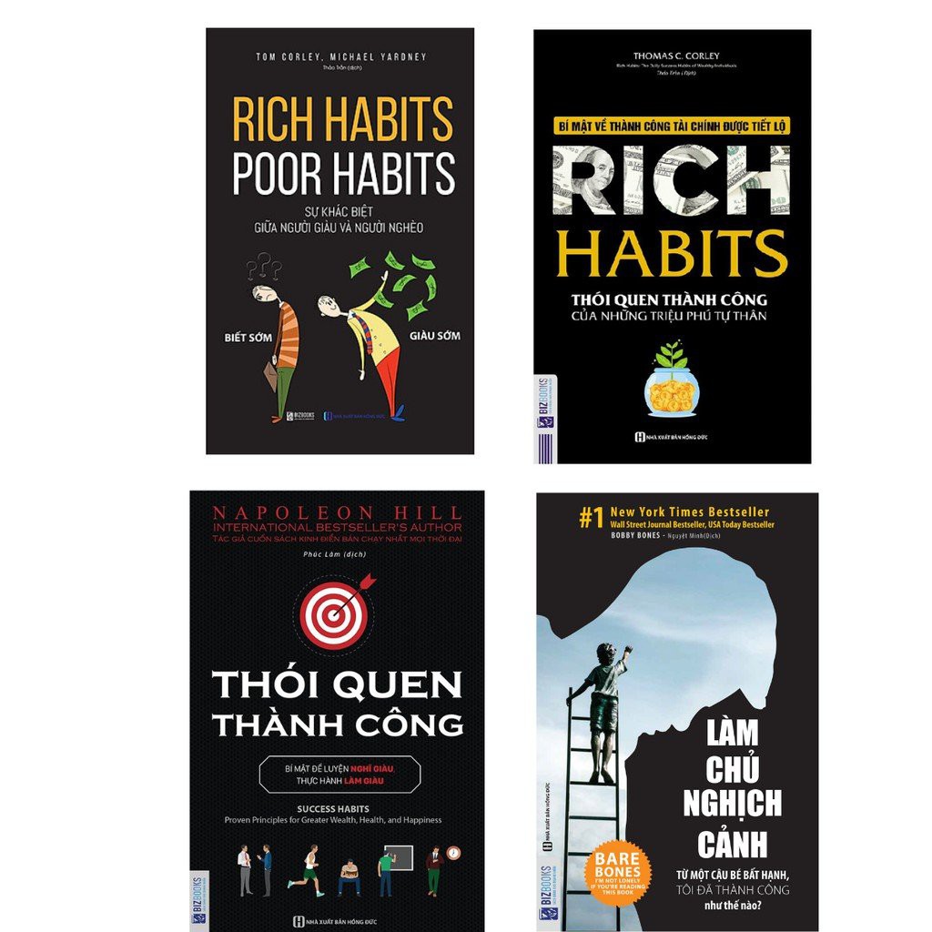 Sách - Combo Rich Habits + Rich Habits Poor Habits + Thói Quen Thành Công + Làm Chủ Nghịch Cảnh