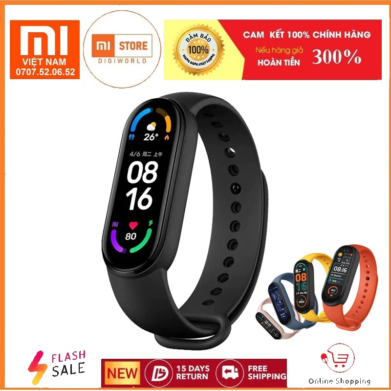 Vòng đeo tay thông minh Xiaomi Mi Band 6 bản quốc tế - Chính hãng Xiaomi / Chống nước 50m/Bh 12 tháng