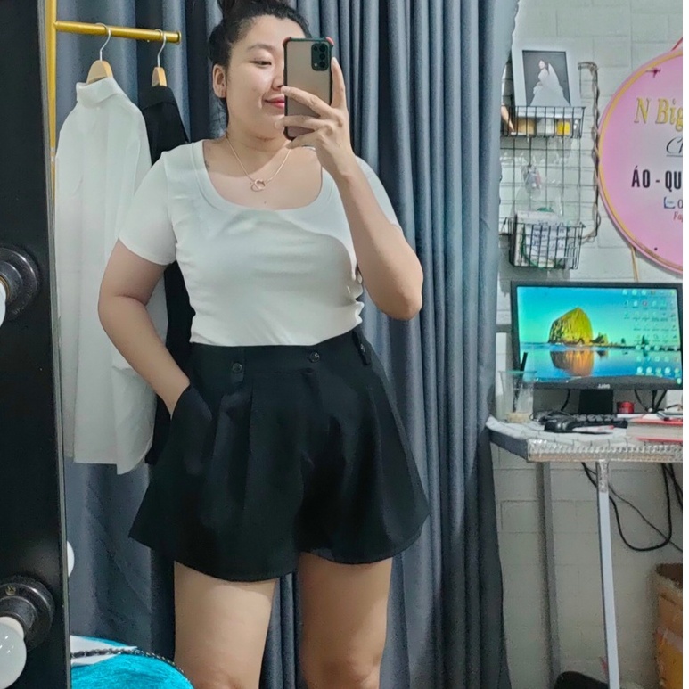 Quần Short Nữ Bigsize Lưng Cao Ống Rộng Tôn Dáng,Quần Đùi Nữ Cạp Cao Chất Tuyết Mặc Thoải Mái QM