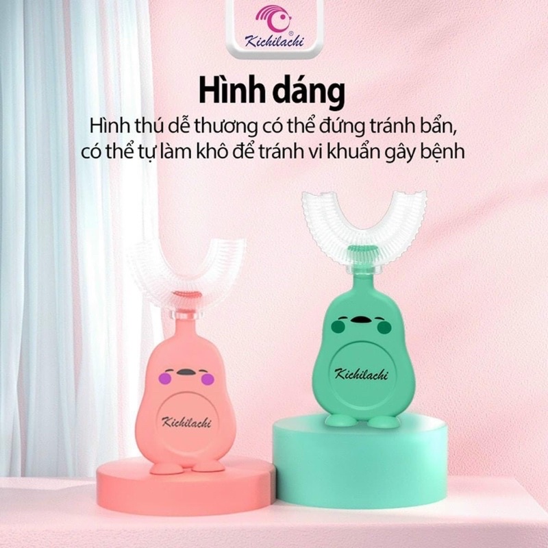 BÀN CHẢI ĐÁNH RĂNG SILICONE CHỮ U KICHILACHI CHO BÉ