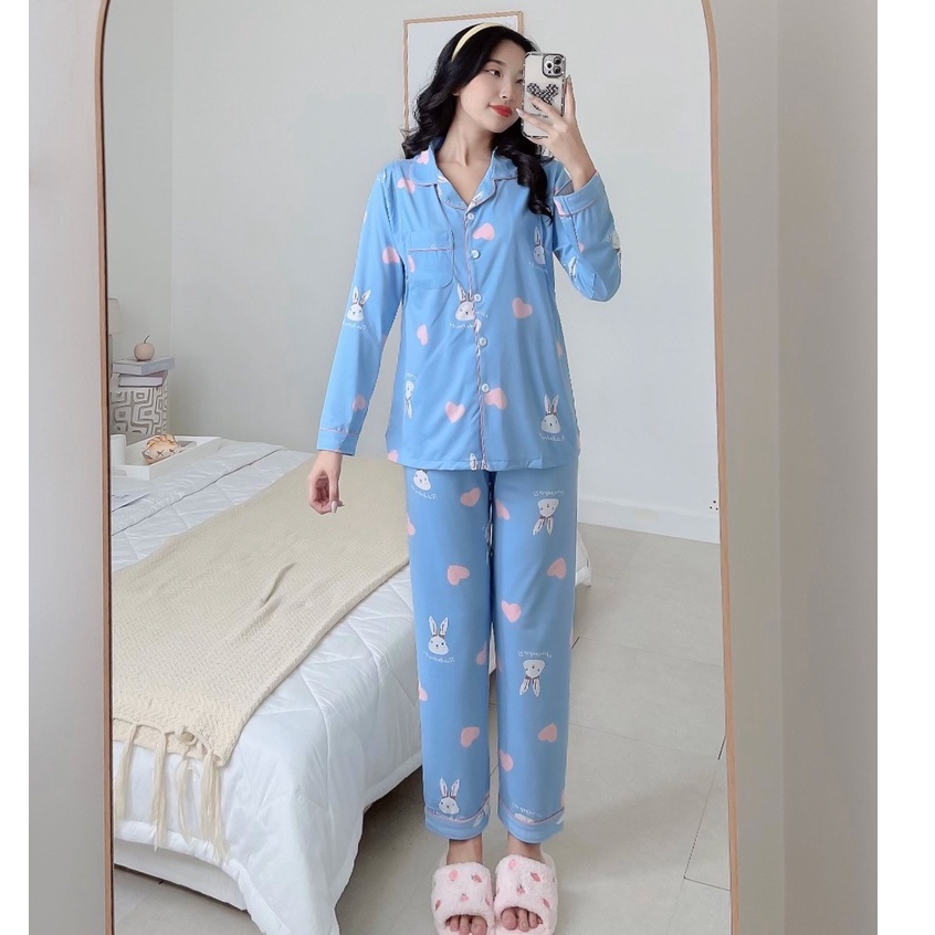 Đồ Bộ Nữ NHẬT VY Tay Dài 2 Kiểu Dáng Cho Mẹ Bầu Chất Vải Thun Mịn Màu Xanh, Hồng - D2142