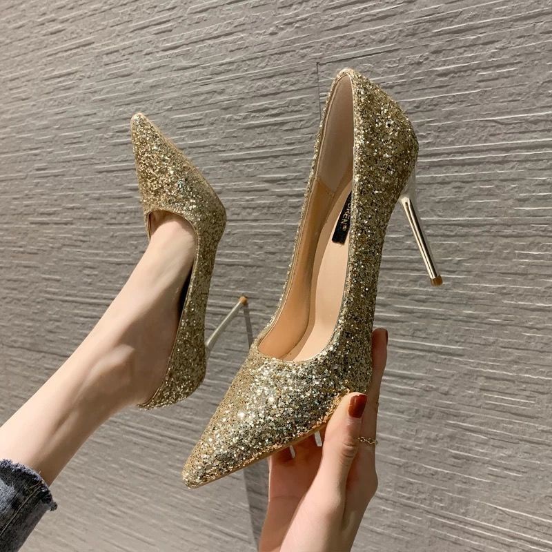 Bed High Heels Sexy Flirting Coquettish New All-Matching Pointed-Toe Shoes Wedding Banquet Women's High Heels Thin Heeled Shoes