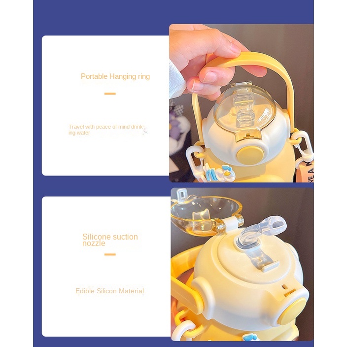 Bình Nước Giữ Nhiệt Bằng Thép Không Gỉ 316 Thiết Kế Dễ Thương Kèm Ống Hút Tiện Dụng