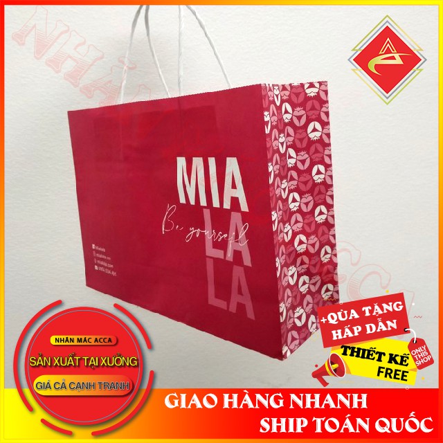In túi theo yêu cầu giấy kraft ,nilon ,ivory nhãn mác acca