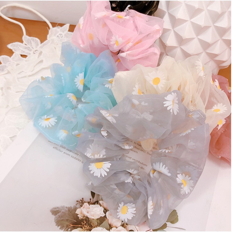 Dây buộc tóc scrunchies hoa cúc trắng cho bé MiMi Shop