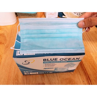 Khẩu trang y tế 4 lớp giấy kháng khuẩn FACEMASKVN hộp 50 cái màu xanh