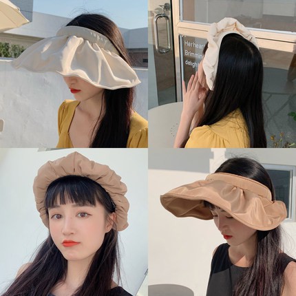 Người lớn và trẻ lớn Mũ dành cho người lớn Big Children Simple Black Cao su Kem chống nắng Hollow Top Hat Shell Hat