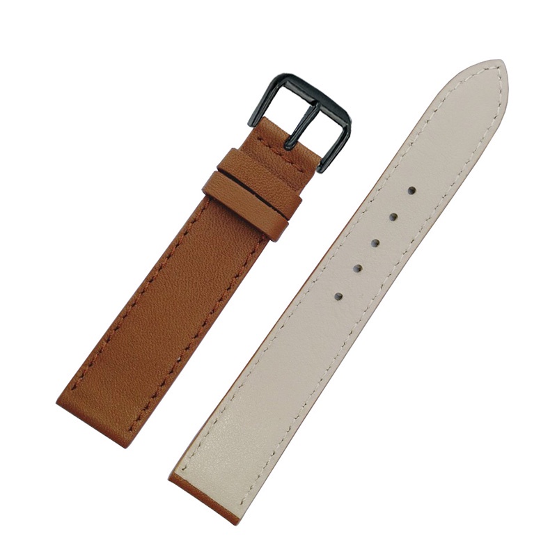 {Xanh Chuối/ Nâu Sáng} Dây da đồng hồ nam nữ DA BÒ THẬT 2 LỚP MỎNG, SIÊU DẺO BO-03 KHÓA CÀI size 12 - 14-16-18 - 20mm