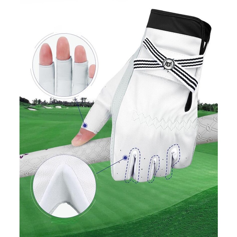 1 Đôi Găng Tay Đánh Golf Bằng Da Cừu Thật Thoáng Khí Không Ngón Mitt ST030