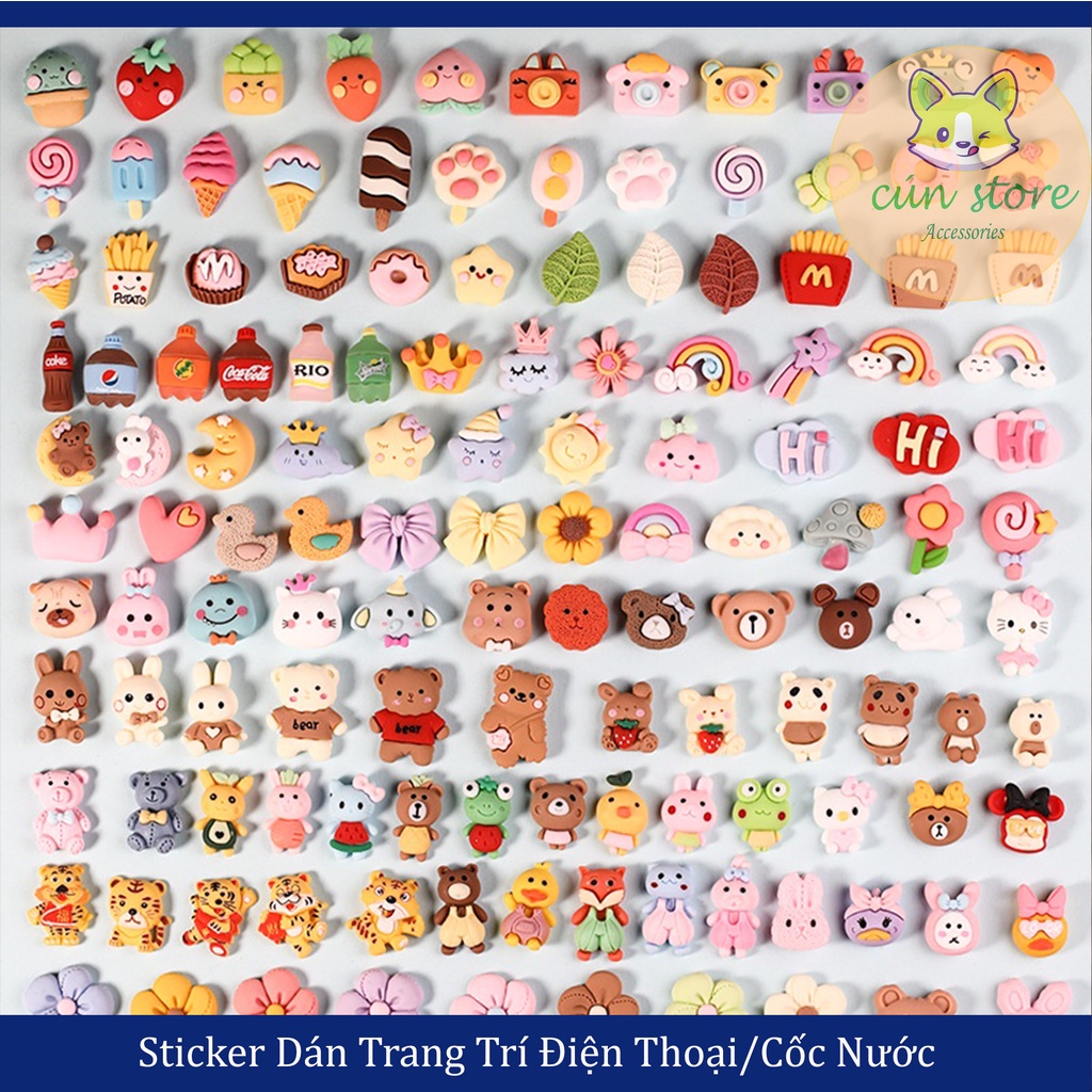 Sticker Dán Trang Trí Cốc Nước/Điện Thoại 3D Hình Hoạt Hình Dễ Thương