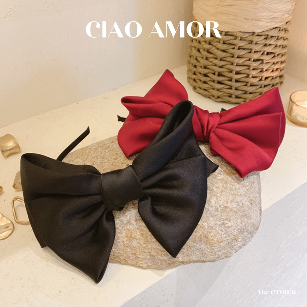 Cài tóc nữ, băng đô tóc nơ to bản phong cách Hàn Quốc Phụ kiện Ciao Amor - Mã CT0031