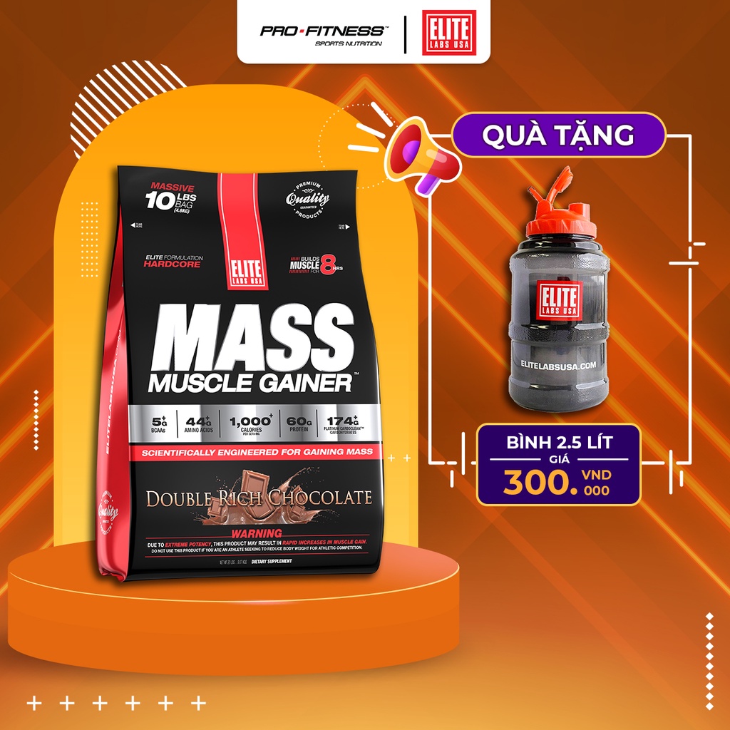 Sữa mass tăng cân tăng cơ Mass Muscle Gainer - Sữa tăng cân nhanh cho người gầy cải thiện cân nặng, cơ nạc (Túi 4,54kg)