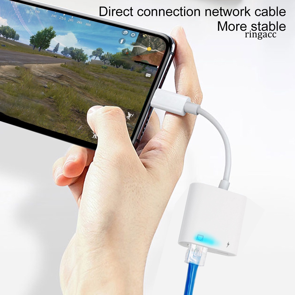 Bộ Chuyển Đổi Ethernet 8pin Sang Rj45 Bằng Abs Siêu Bền Di Động Tiện Dụng Cho Điện Thoại Apple