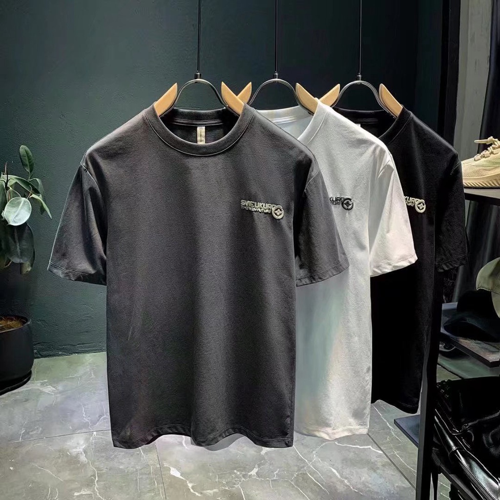 Áo Thun Cotton Ngắn Tay Dáng Rộng In Họa Tiết Cá Tính Dễ Phối Đồ Cho Nam