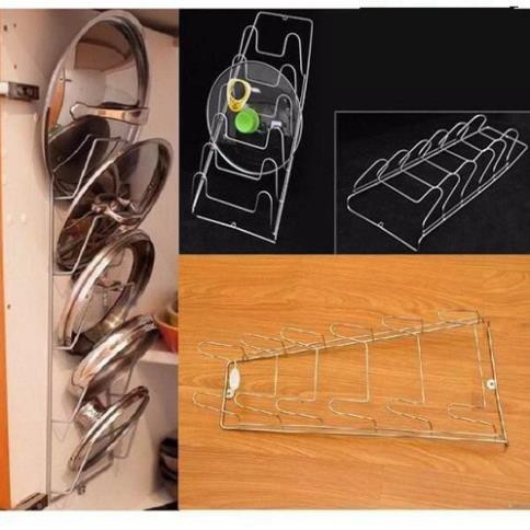 Giá Treo Vung Xoong- Nồi 6 Ngăn, Giúp Tiết Kiệm Không Gian Bếp Của Bạn-Kệ để treo vung nắp xoong nồi inox 304 gắn tường | BigBuy360 - bigbuy360.vn