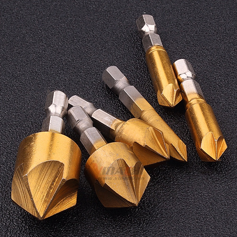 Bộ 6 Mũi Doa Đầu Vít - Doa Lỗ Gỗ phù hợp trong ngành mộc được thiết kế doa nhanh với đầu nón 5 lưỡi phay liên tục