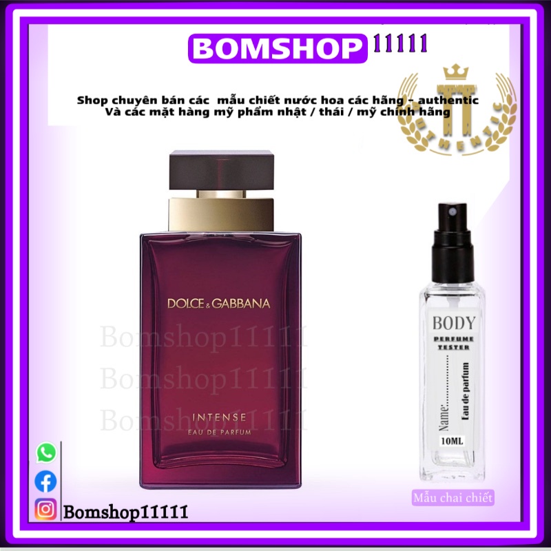 mẫu thử nước hoa dolce &gabbana intense edp 10ml dạng xịt -bomshop11111